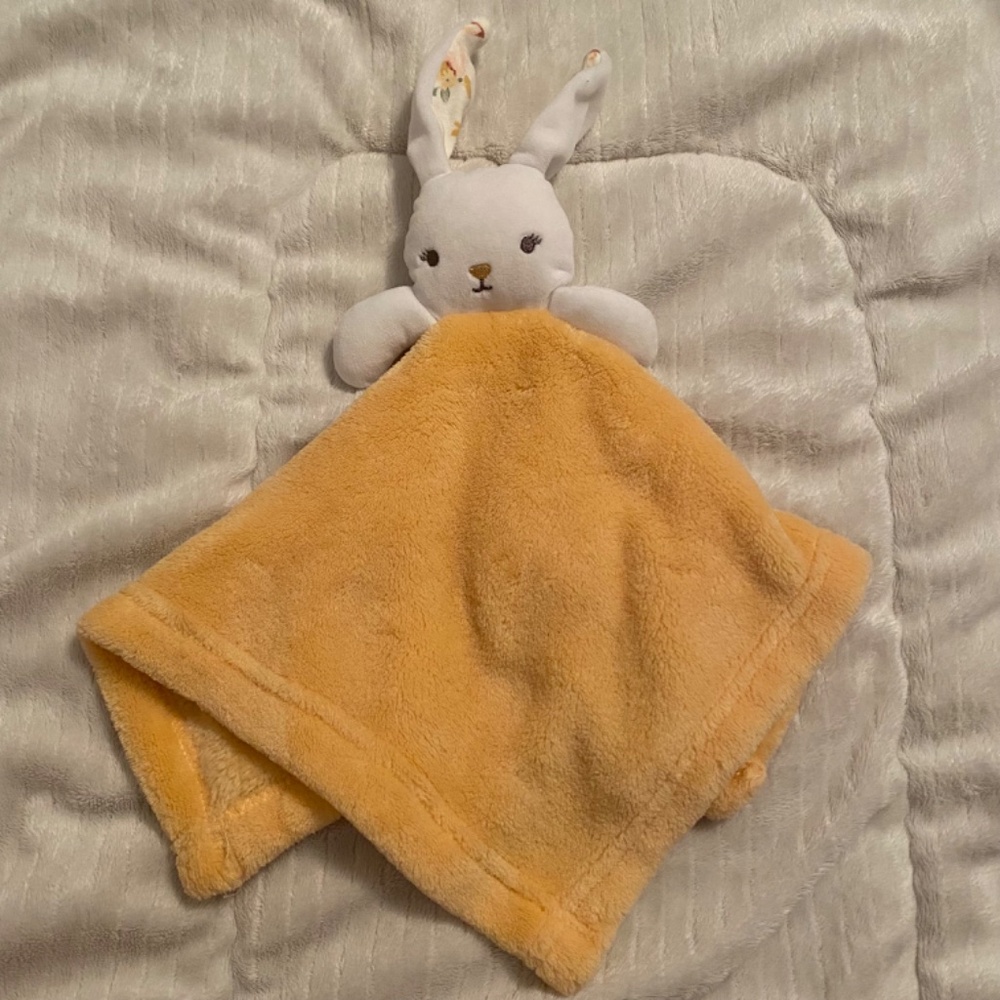 Kyle & Deena Bunny Rabbit Yellow White Plush Baby Security Blanket Lovey